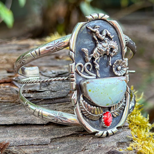 Buck 'Em Cuff with Sand Hill Turquoise and Spiny Oyster