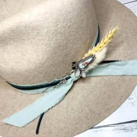 Twin Trails Hitch hat pin - Sand Hill Turquoise & Sea Glass Sterling Silver