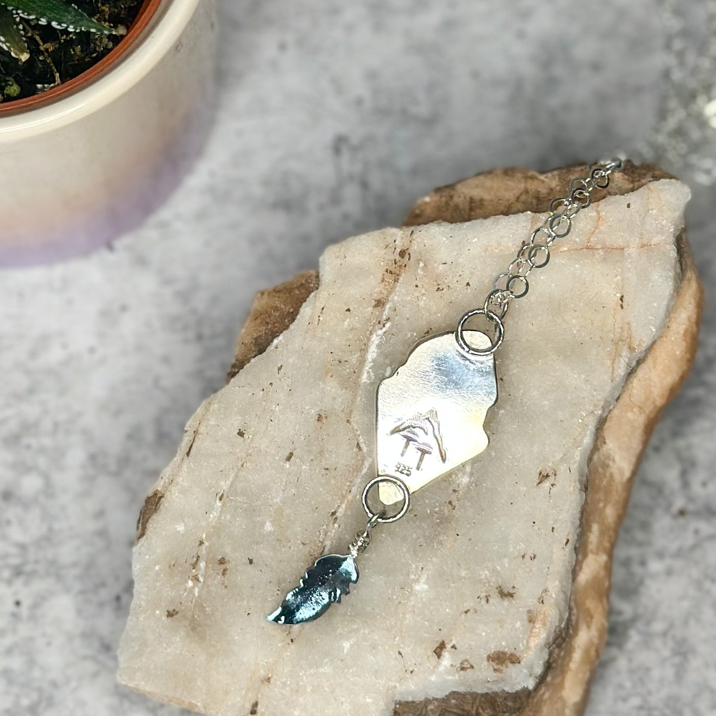 Bamboo Mountain Turquoise and Sea Glass Sterling Silver Necklace