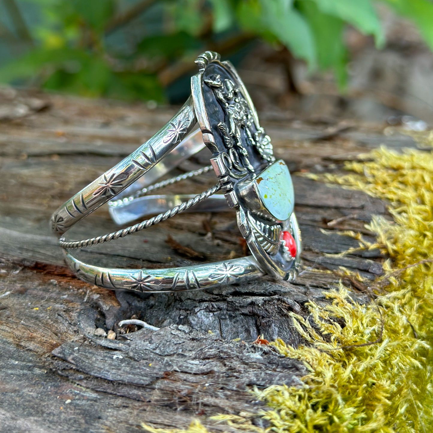 Buck 'Em Cuff with Sand Hill Turquoise and Spiny Oyster