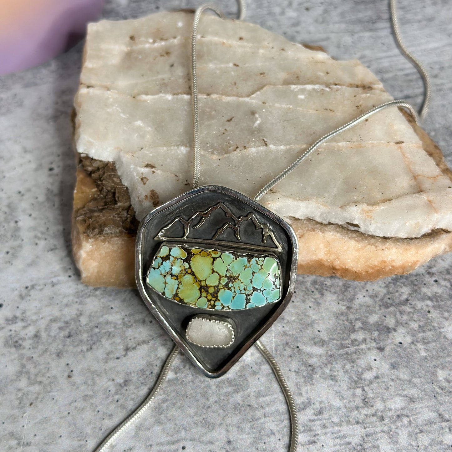 Treasure Mountain Turquoise and Sterling Silver Bolo Necklace