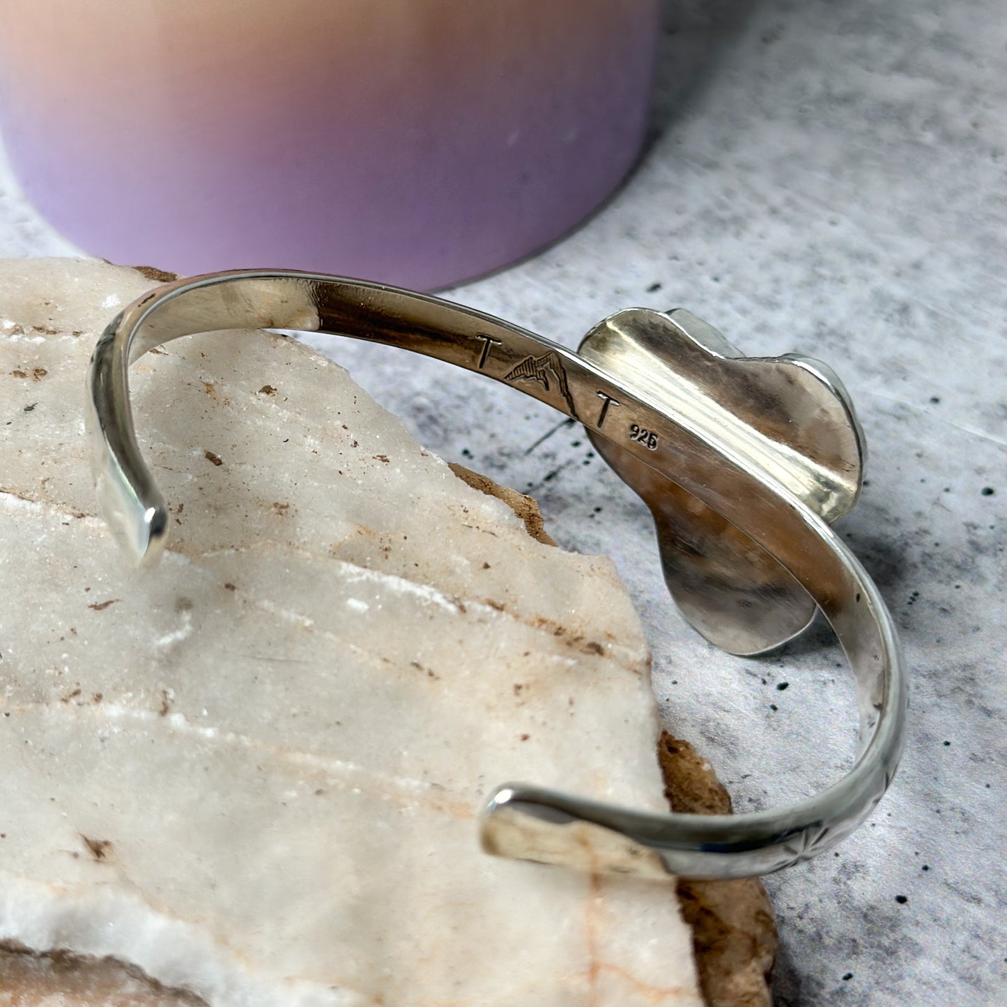 Broken Arrow Variscite & Sea Glass Sterling Silver Bracelet