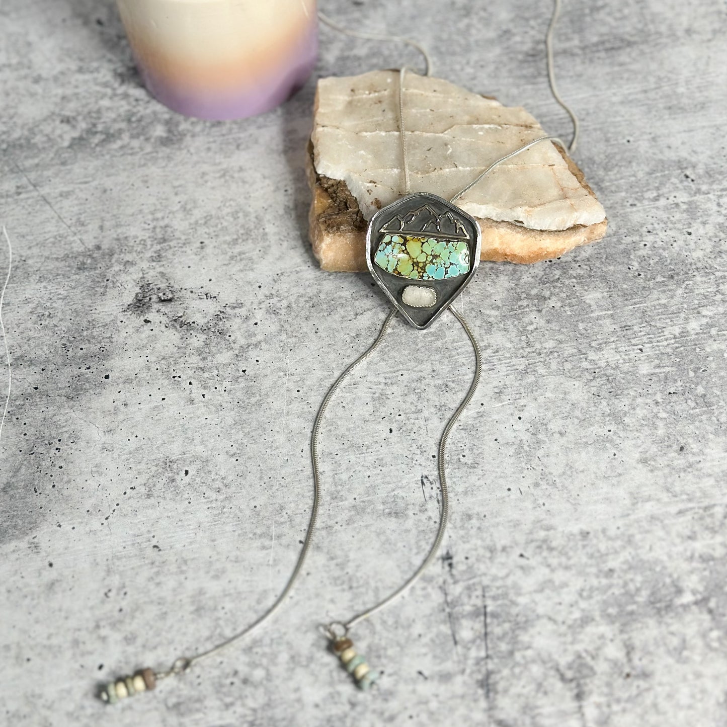 Treasure Mountain Turquoise and Sterling Silver Bolo Necklace