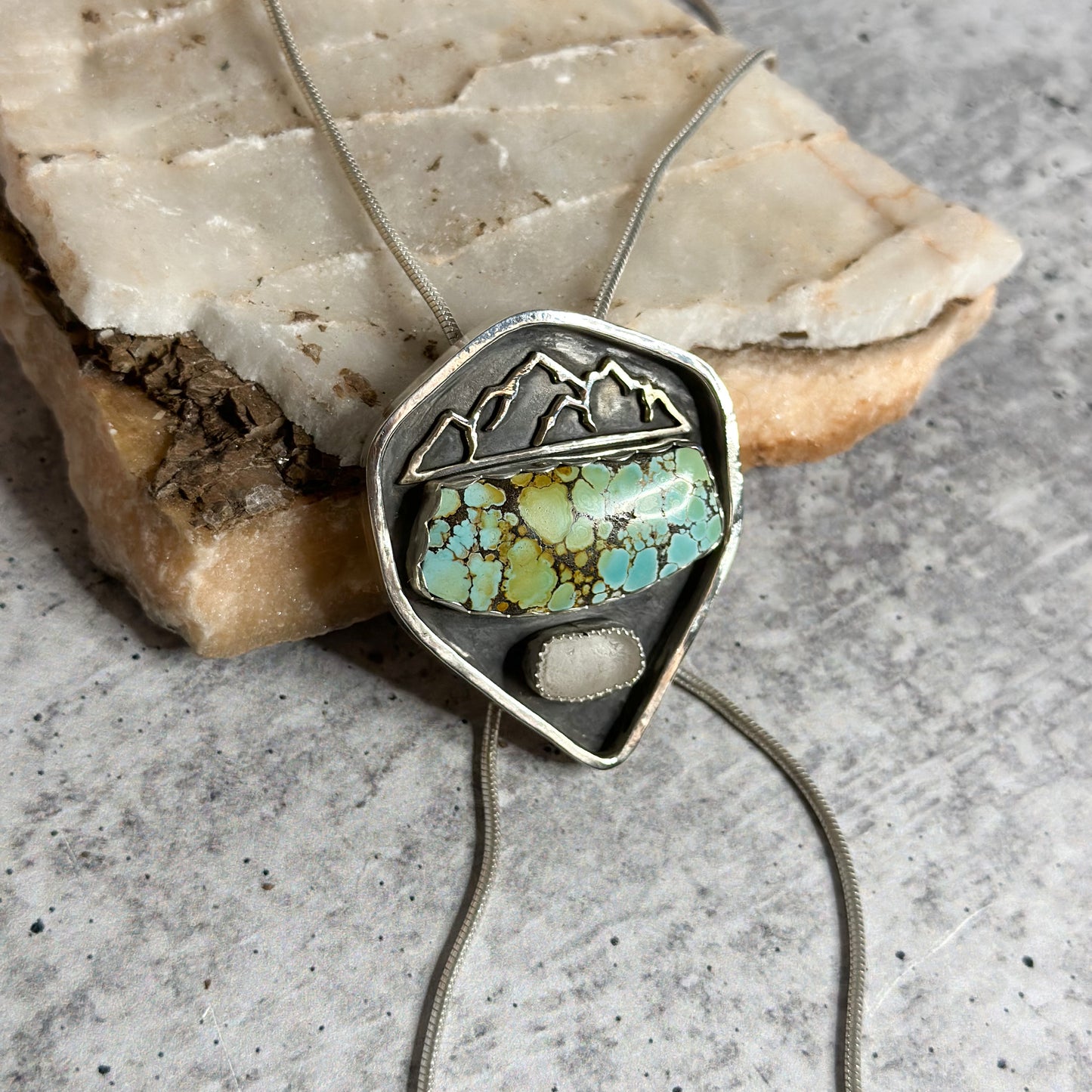 Treasure Mountain Turquoise and Sterling Silver Bolo Necklace